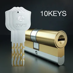 10Pcs Brass Key Door Lock Cylinder 65-110mm Double Open Sided Blade Break Anti Stainless Steel Bar Snake Groove Cylinder