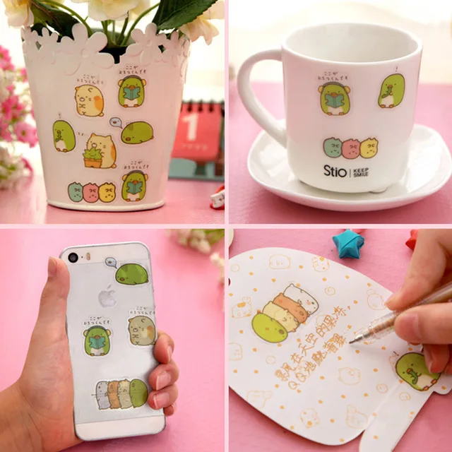 48 Túi/lô Kawaii Sumikko Gurashi Dán Dễ Thương PVC Trang Trí Văn Phòng Phẩm Miếng Dán Thêu Sò DIY Nhật Ký Album Dán Nhãn