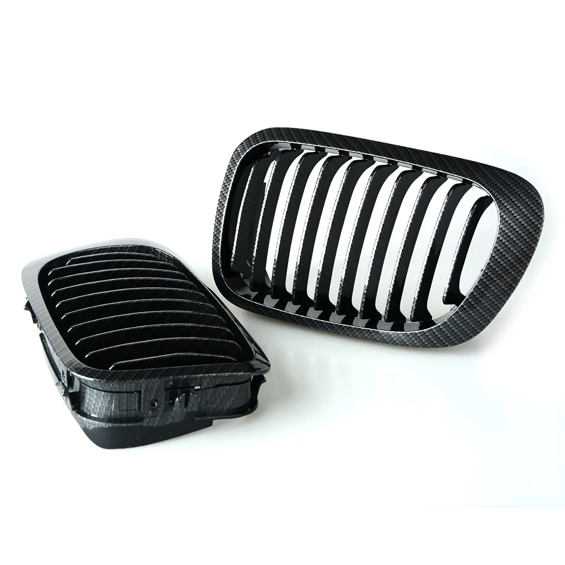 2Pcs Front Center Kidney Grilles For BMW E46 3 Series 2 Door 1999-2002 Carbon Black Grill Car Styling Accessories