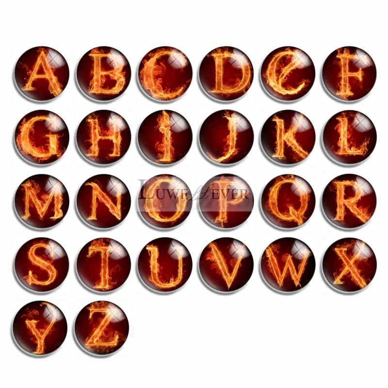 12mm 10mm 14mm 16mm 20mm 25mm 455 English Alphabet Mix Round Glass Cabochon Jewelry Finding 18mm Snap Button Charm Bracelet