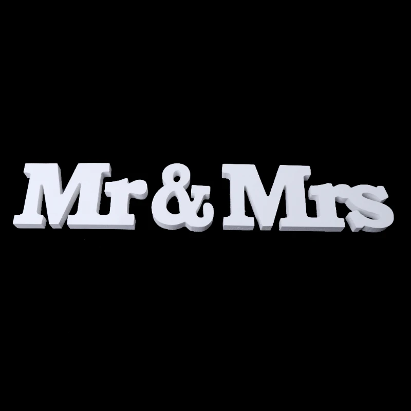 Mr & Mrs White Wooden Letters Sign Table Stand For Wedding Decoration