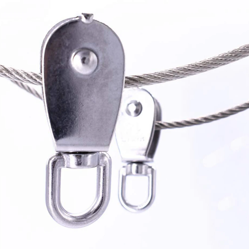 1Pcs M25 Stainless Steel Wire Rope Crane Pulley Block Lifting Crane Swivel Hook Single Pulley Block Hanging Wire Towing Wheel