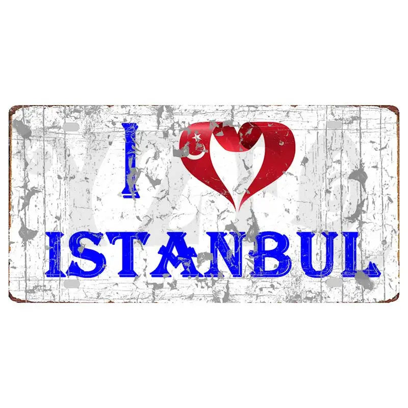 【YZFQ】30X15CM Turkey Istanbul City Travel Metal  Sign Decorative Wall Pub Home Restaurant Craft Decor Vintage Poster DC-1612B