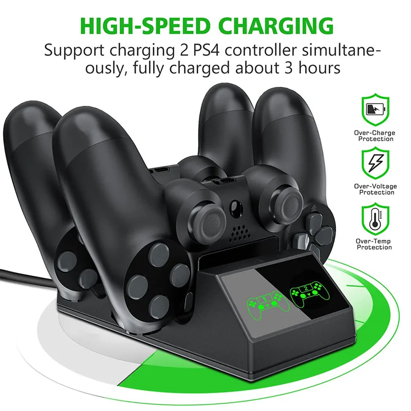 Fast Charging Dock Station 4 Mini Micro charger ports Charging Base For PS4 /PS4 SLIM /PS4 PRO Controllers With LED Lights