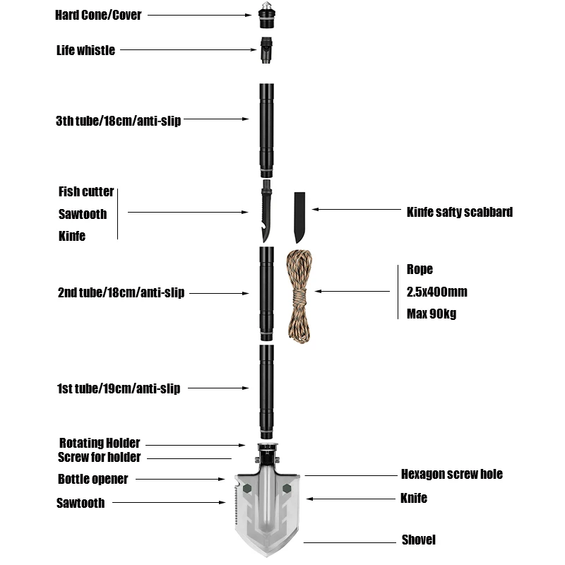 MT1027 wielofunkcyjny Camping łopata Survival składane łopaty taktyczna wojskowa łopata turystyka ogrodowa Hoe koparka Kit