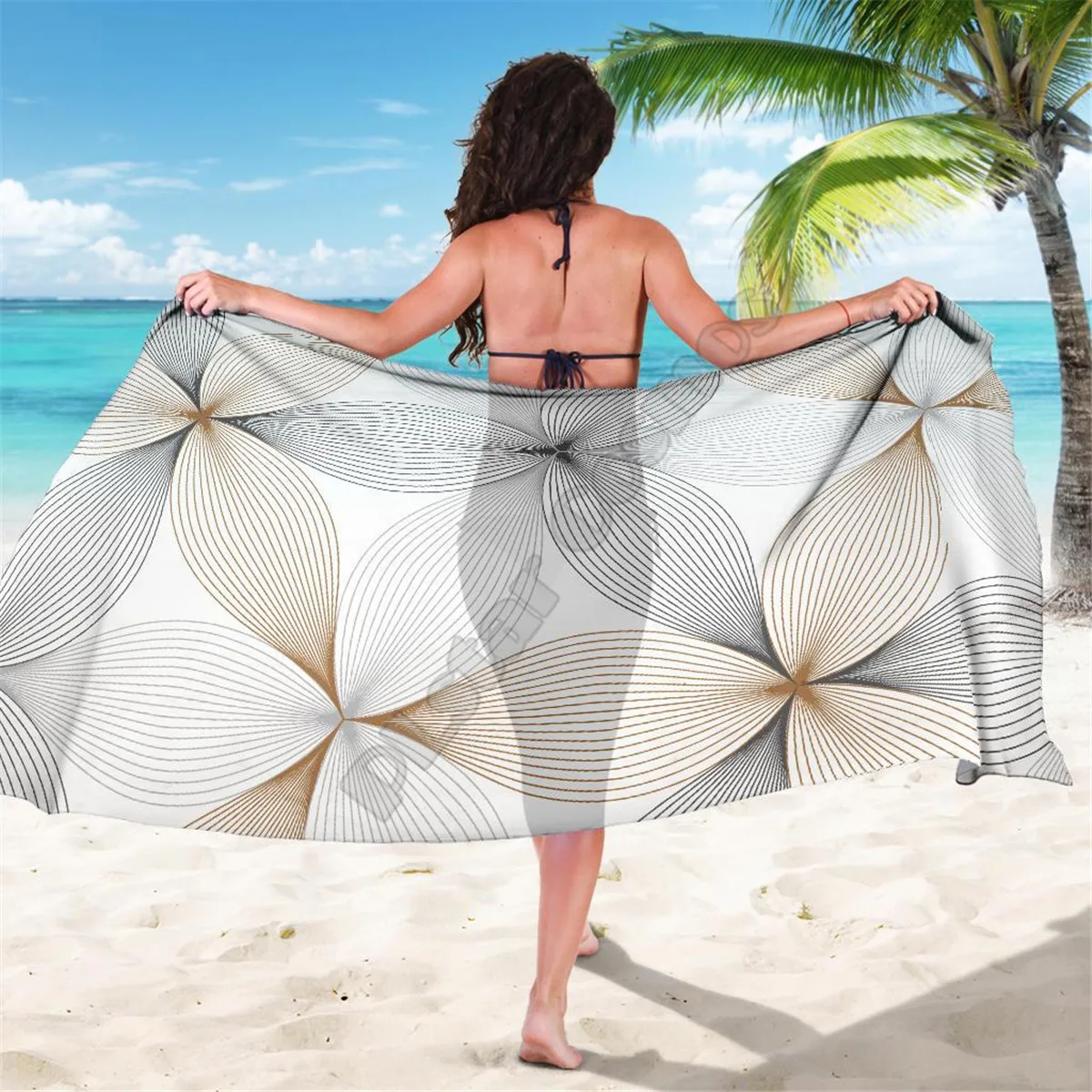 Floral Stars Sarong 3D printed Towel Summer Seaside resort Casual Bohemian style Beach Towel 02