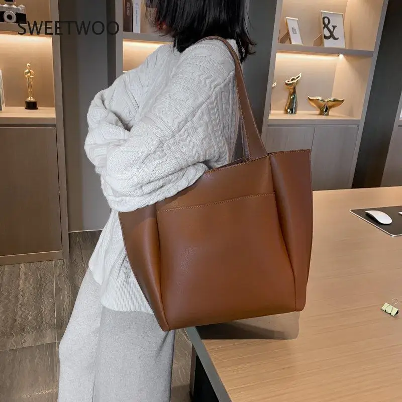 Hot Sale Large Women\'s Bag Large Capacity Shoulder Bags High Quality Pu Leather Shoulder Bags Ladies Wild Bags Sac A Main Femme