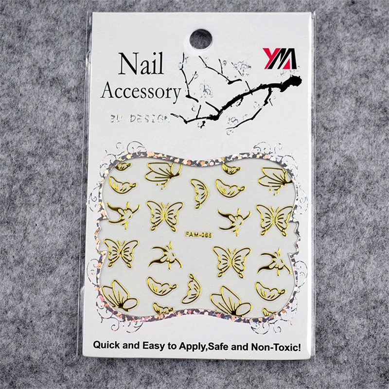 Waterproof And Durable Nail Stickers 3D Animal And Plant Decals Ink Nail Stickers Butterfly Star Pattern Nail Stickers