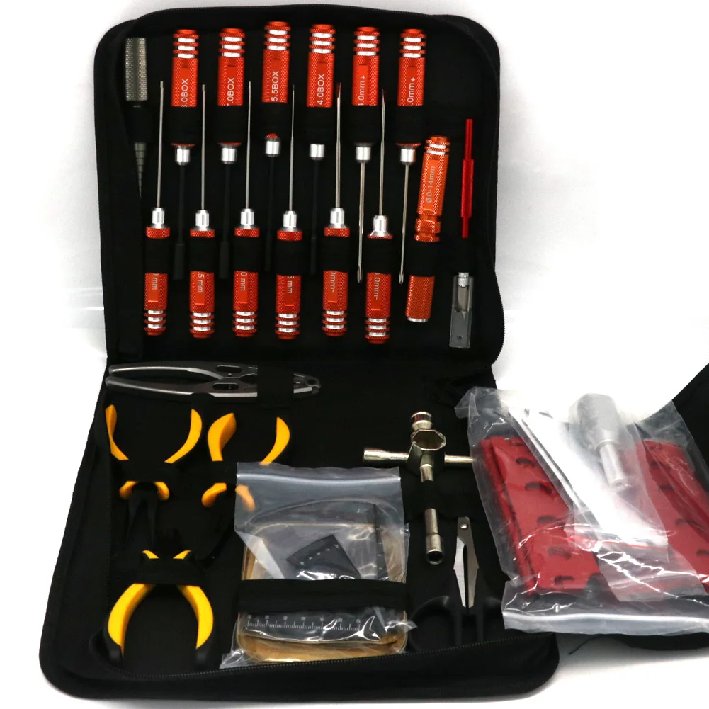 24 in 1 RC Car Tool Kit - Screwdriver Set (Flat / Phillips / Hex) Pliers/Wrench/Reamer Stand Repair Tools for RC Cars Quadcopter