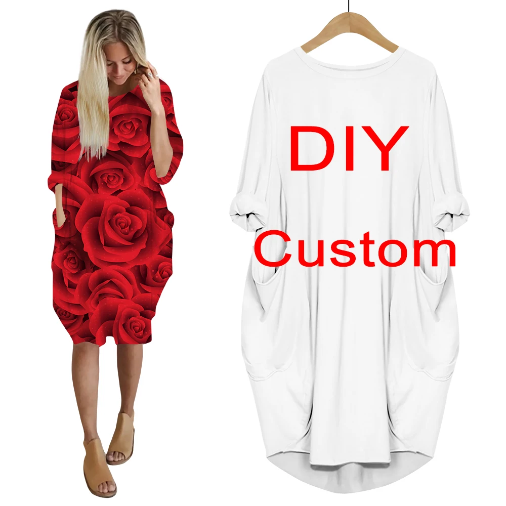 CLOOCL 3D Print Fashion Funny Rock DIY Custom Design Harajuku Women Anime Gown Logo Girl Clothing Long-sleeve Dress Dropshipping