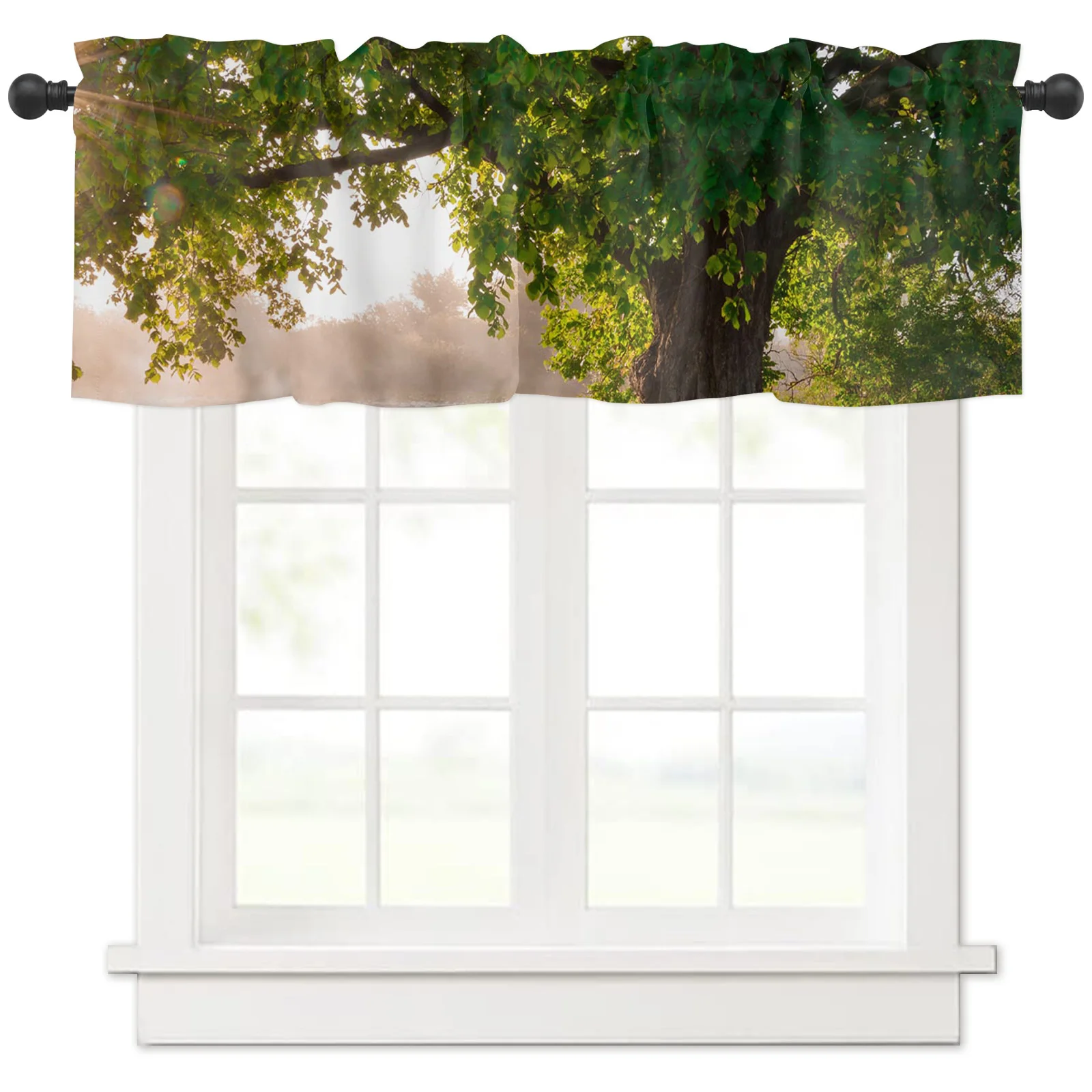 Arbor Tree Lake Landscape Curtain For Living Room Kids Bedroom Kitchen Window Curtains Home Essentials Interior Drapes