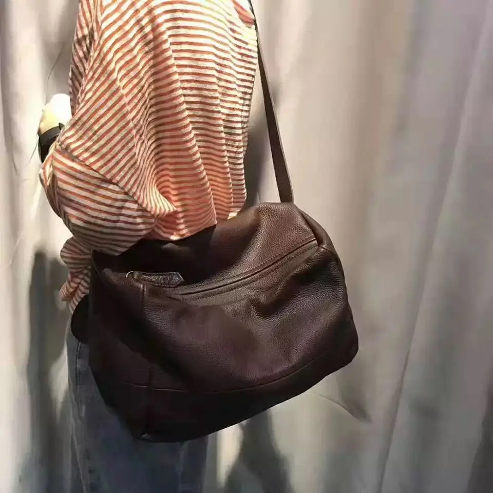 Borse da donna in vera pelle borsa Casual a tracolla da donna quadrata in pelle di vacchetta di primo strato in stile letterario retrò