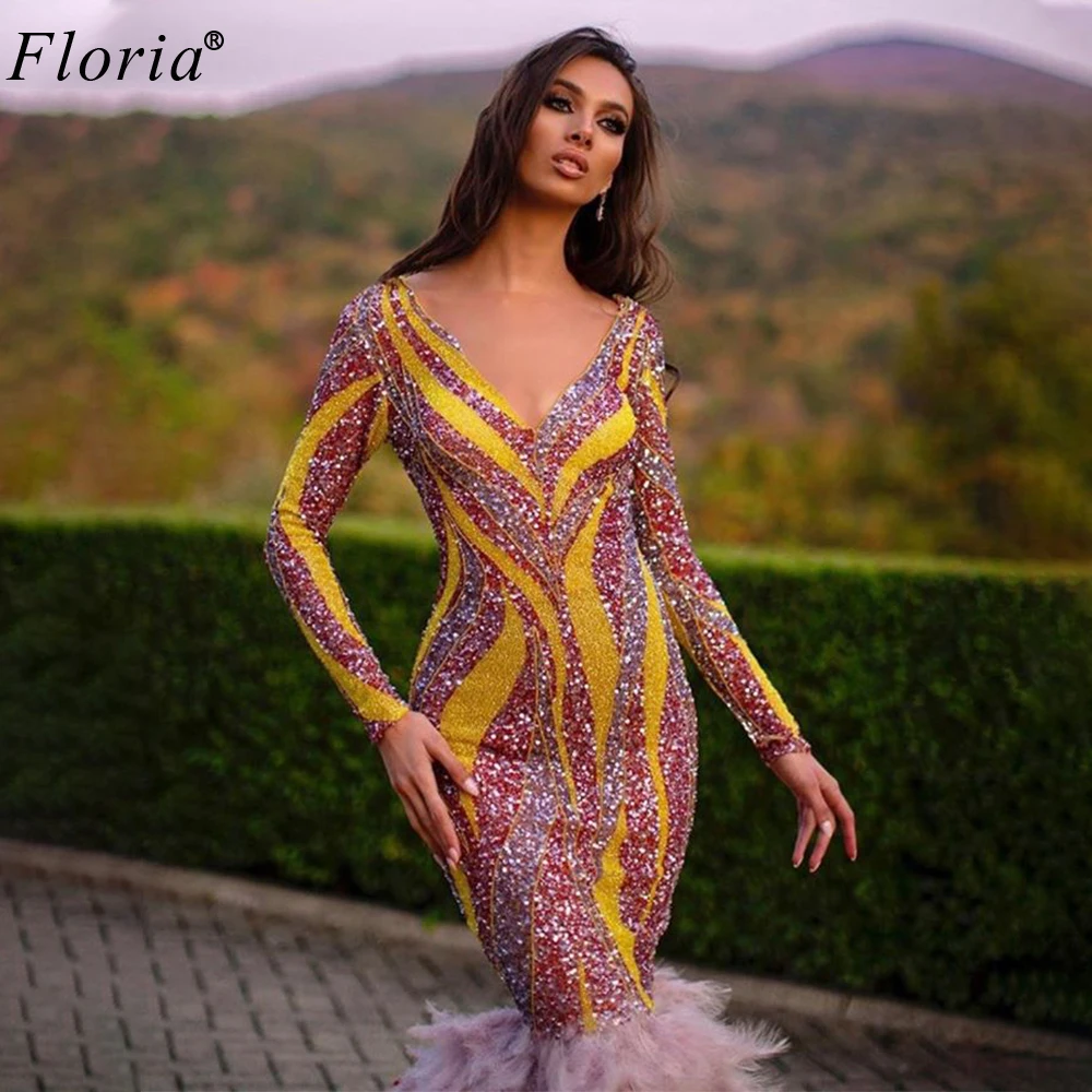 Gorgeous Long Women Prom Dresses 2020 Dubai Vestidos De Fiesta Formal Sequins Evening Dresses Party Cocktail Gowns Custom