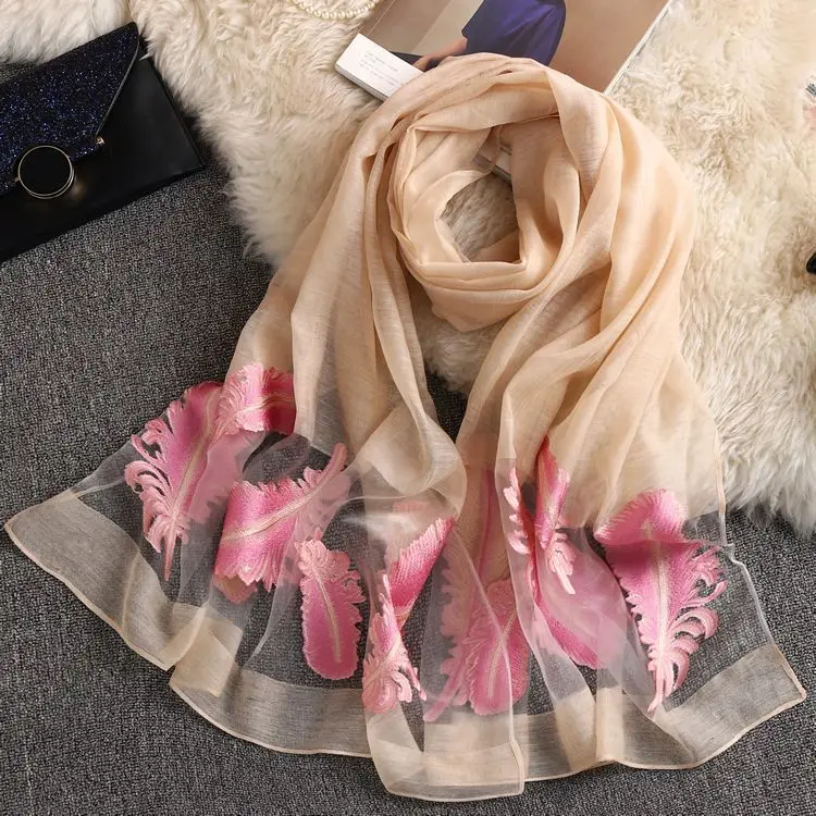 

8 pcs for pack Embroidered ethnic wind organza sunscreen scarf shawl