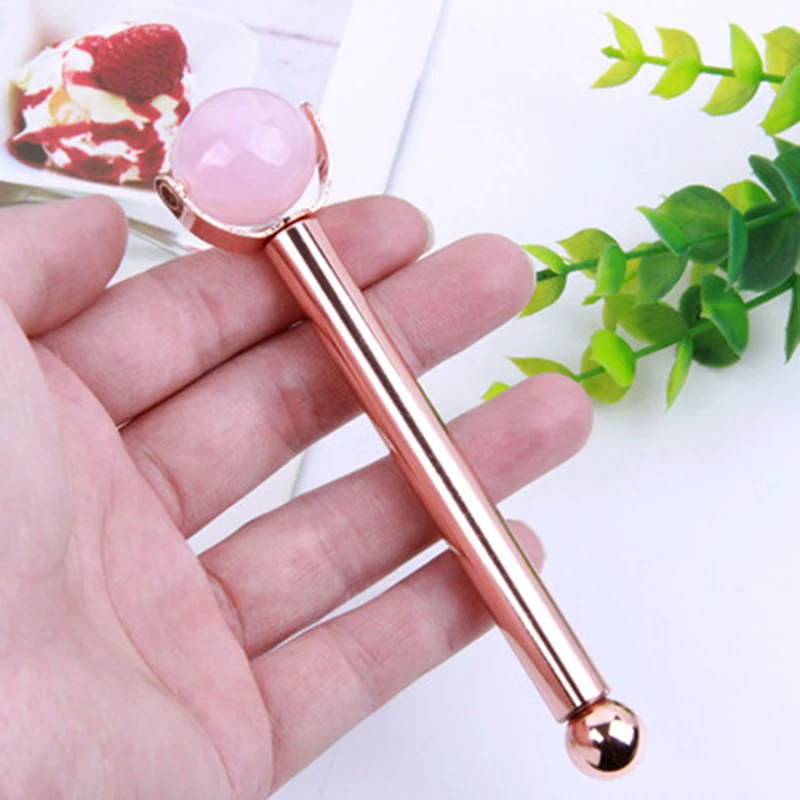 Natural Amethyst Jade Roller Rose Quartz Crystal Jade Ball Facial Massager Facial Massage Tool Green Stone Quartz Face Roller