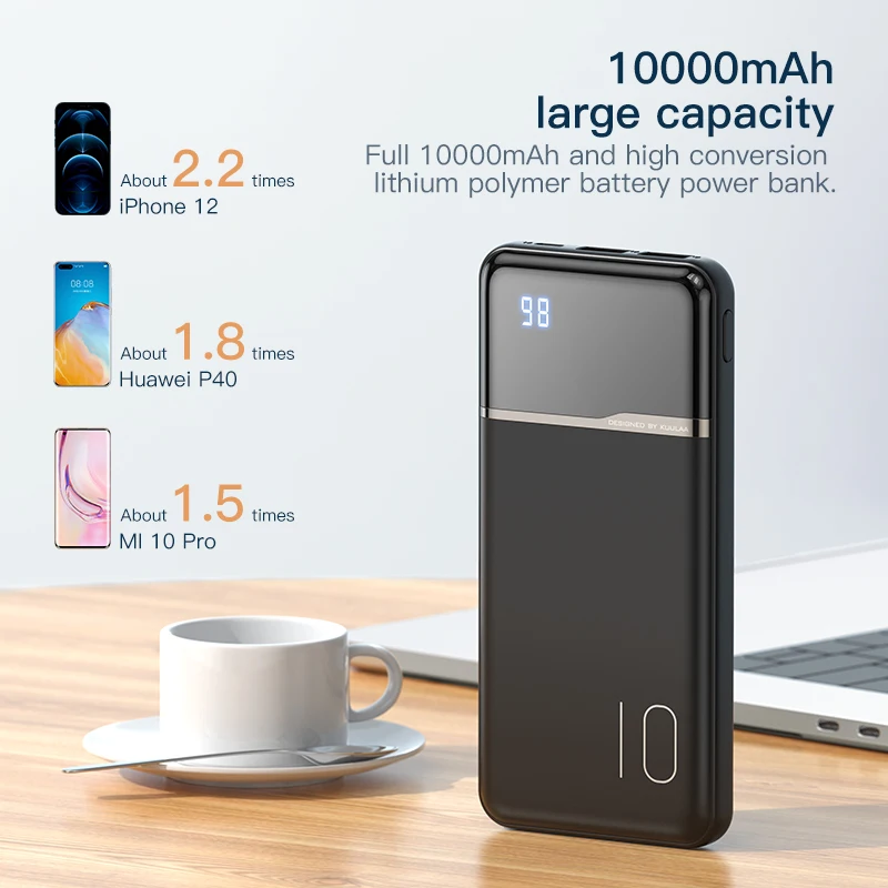 KUULAA Power Bank 10000mAh Portable Charging PowerBank 10000 mAh USB PoverBank External Battery Charger For iPhone 15 14 Xaiomi