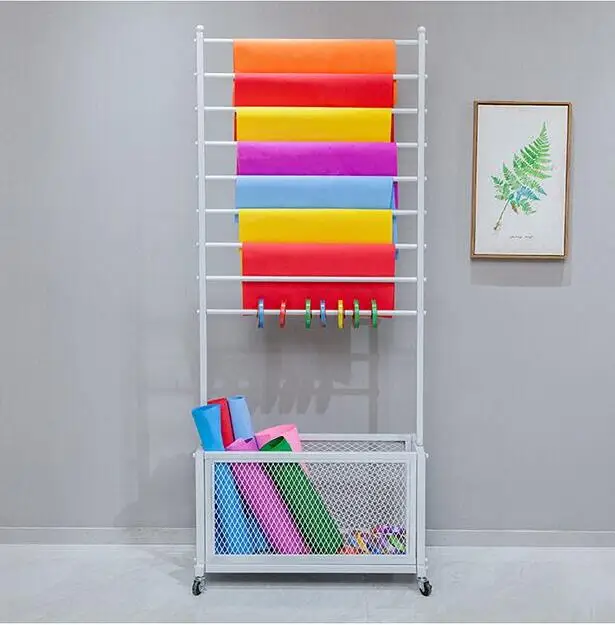 Display rack fresh flower wrapping paper ribbon storage rack floor type hanging scarf silk scarf multi layer display