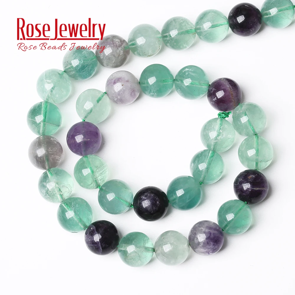Wholesale Natural Stone Colorful Fluorite Quartz Round Loose Beads 15\