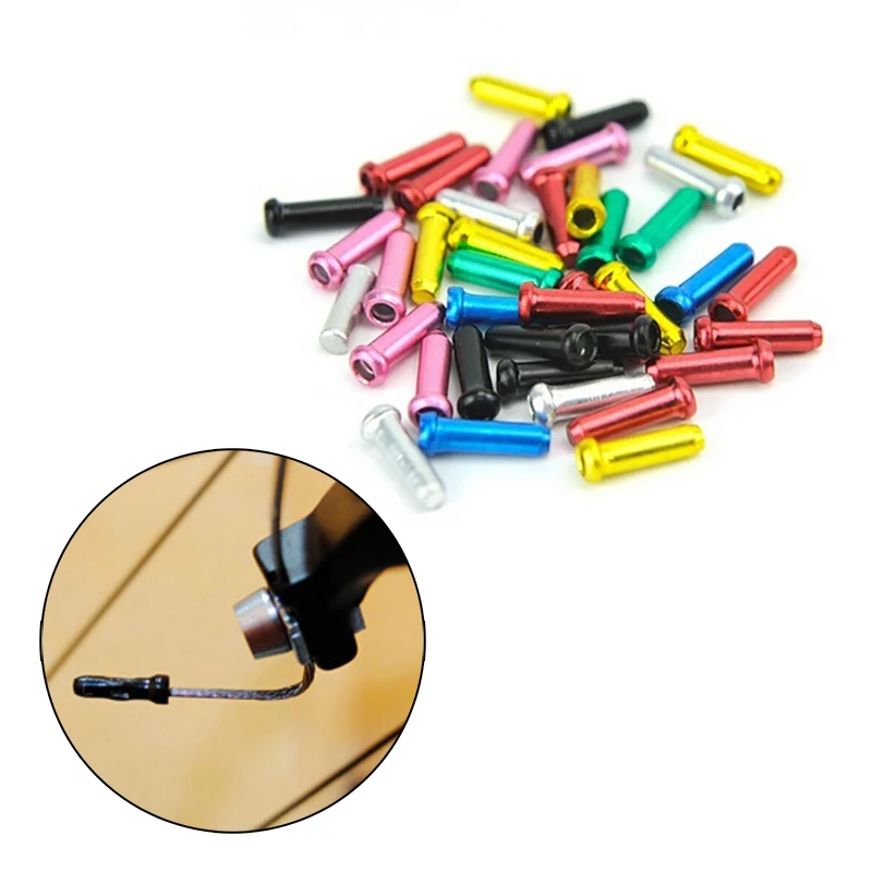 

100pcs/Set Bicycle Colorful Aluminum Alloy Brake Wire Tail Cap Bike Brake Cable End Protection Cover Brake Line Cable End