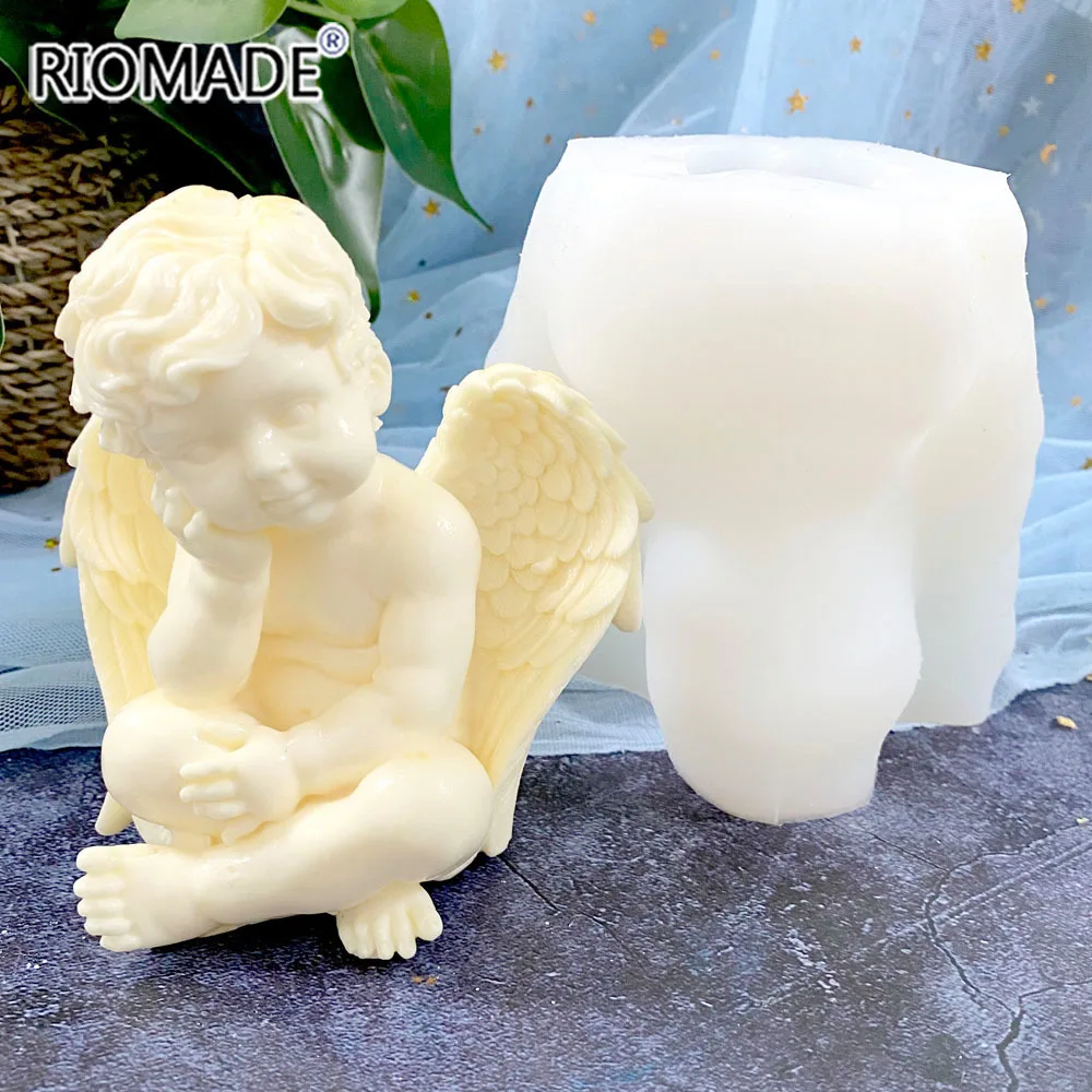 Duży rozmiar 3D Anioł Silikonowa forma do świec DIY Ręcznie robione rękodzieło Żywica epoksydowa Gips Aromaterapia Forma do ciast Fondant Narzędzia