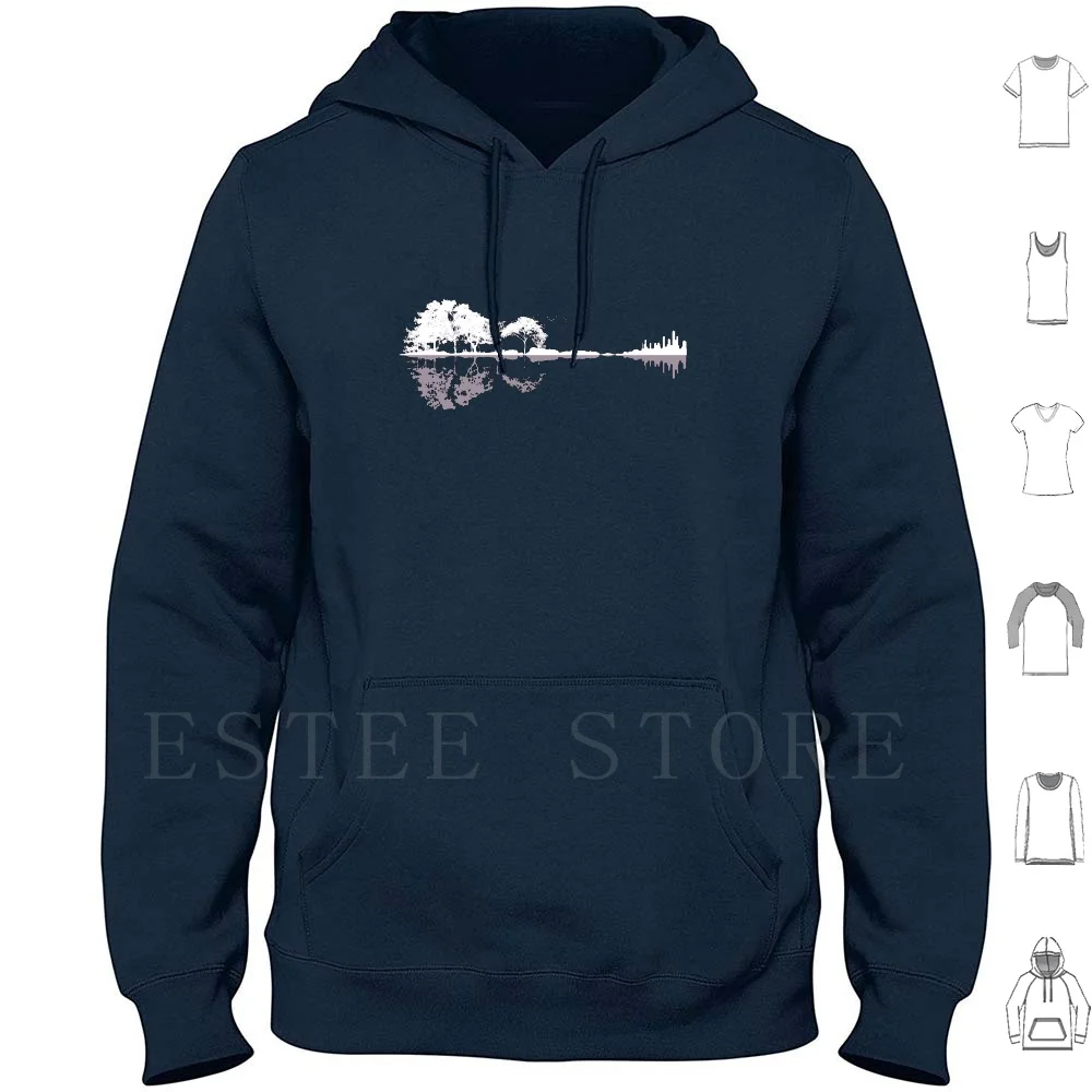 

Nature Guitar Hoodie Long Sleeve Guitar Nature Tree Trees Silhouette Artistic Landscape Lake Ocean Water Bird Animals Music
