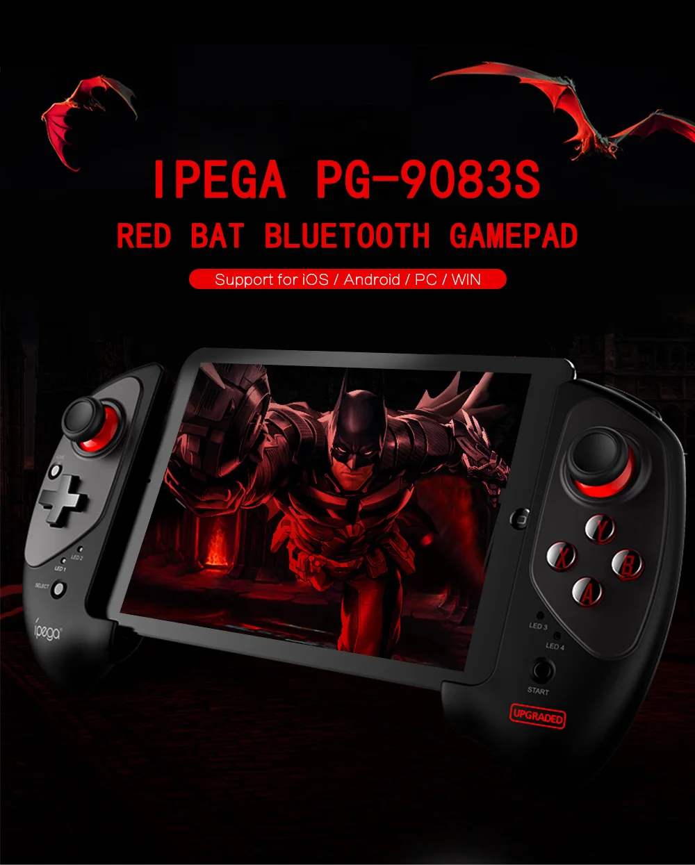 2022 new iPEGA PG-9083S Red Bat Bluetooth Gamepad Bluetooth 4.0 Sleek Touch 360 Degree rotation for iOS / Android / PC / WIN