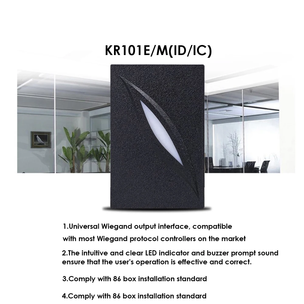 Waterproof Access Control Card Reader Wiegand 26 34 RFID 125Khz  13.56mhz IC Card Reader Door Access Control System KR101E