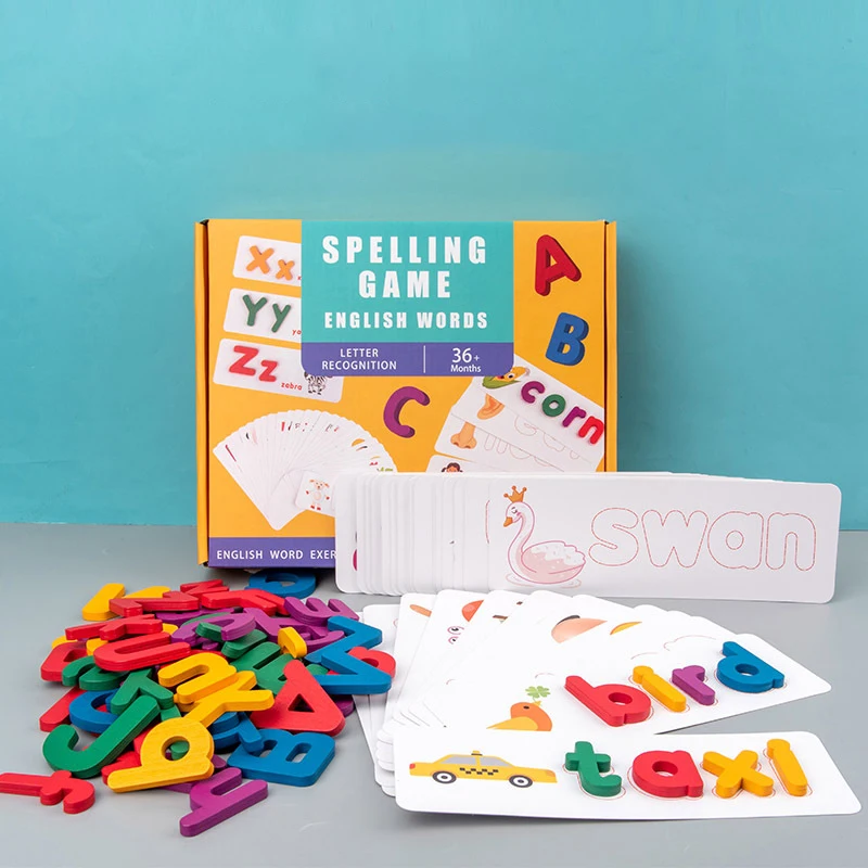 Jeu de mots en bois Montessori pour enfants, puzzle d'apprentissage précoce, lettre de l'alphabet, jouets pour bébé d'âge alth