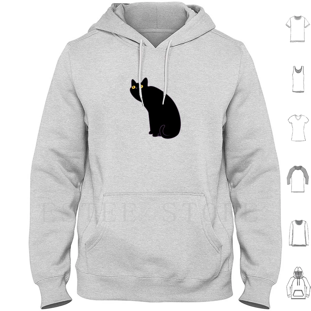 Cute Halloween Cat Sticker Hoodie Long Sleeve Black Cat Cute Halloween Cat Cute Halloween Black Cat Spooky Scary Cute Cat