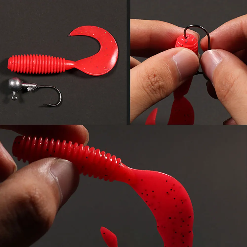 AS 50pcs Fishing Soft Worm Lures T Tail 5.5cm6.5cm7.5cm Texan Jig Softjerk Wobbler Shiner Carp Bass Artificial Silicone Swimbait