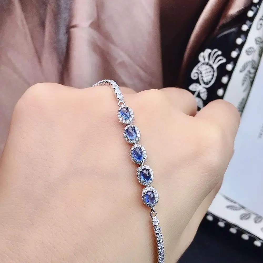 KJJEAXCMY fine jewelry natural sapphire 925 sterling silver new women hand bracelet support test popular hot selling