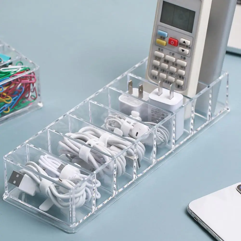 Cable Organizer Box Transparent Cord Tidy Box Plastic Cable Storage Box Desk Drawer Organizer Charge Cable Organizer Case 8