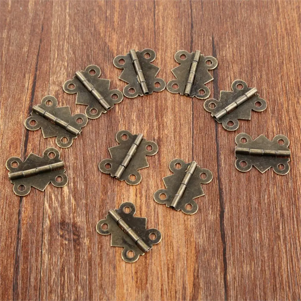 10Pcs Antique Cabinet Furniture Hinges Jewelry Wooden Boxes 4 Hole Butterfly Vintage Hinge Furniture Fittings For Door Cabinets