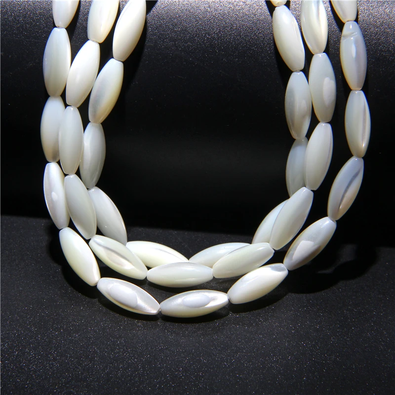 15X6mm Long Stripe Shell Beads Point Stick Mother of Pearl Shell Slice Loose Beads for DIY Making Jewelry Necklace Accessories