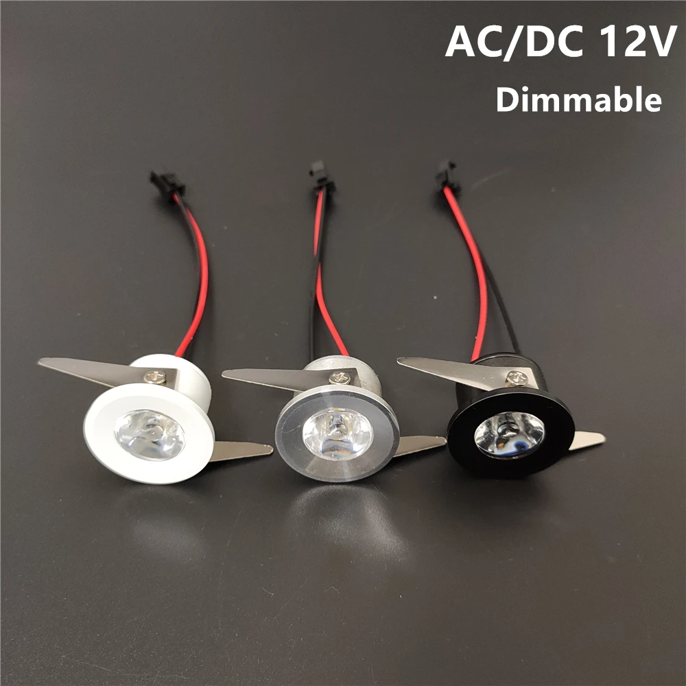 

AC/DC 12V 1w mini spot light dimmable lamp black silver white 27mm Cut Hole Ceiling Recessed Spot Downlights