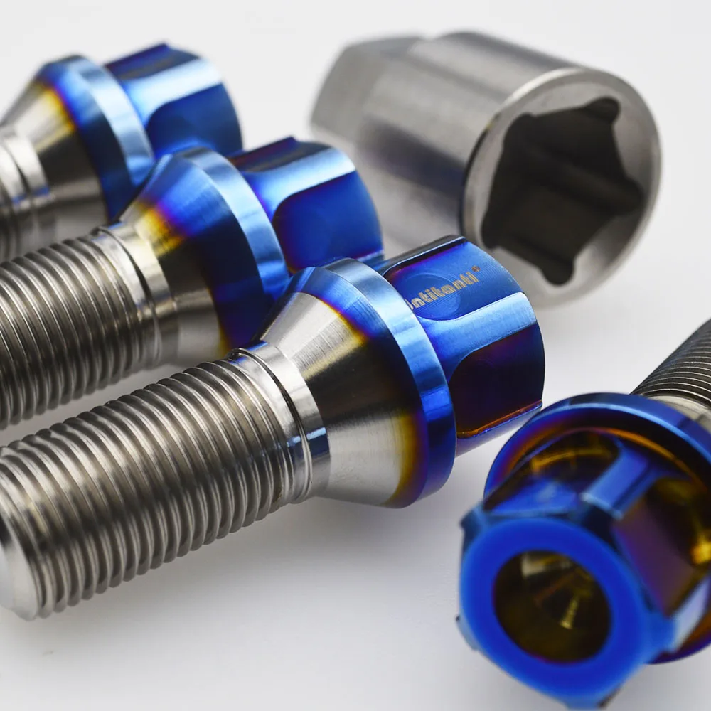 Jntitanti Gr5 titanium wheel anti-theft lock bolt screw M12x1.5x28-65mm 4+1 key for old BMW VW Etc