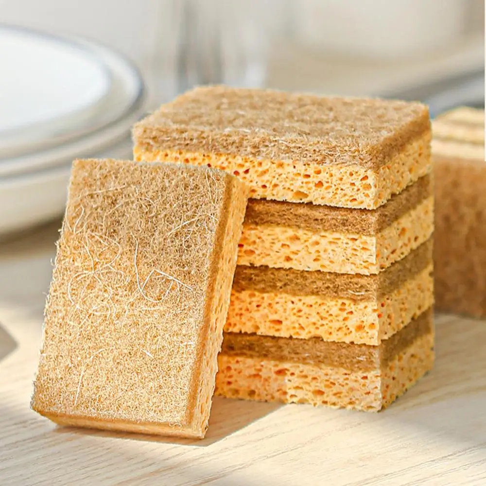 8 Pcs 2-Sided Wood Pulp Cotton Scouring Pad Dishwashing Sponge Pad Household Kitchen Absorbing Water Non-stick Oil Dish Towel