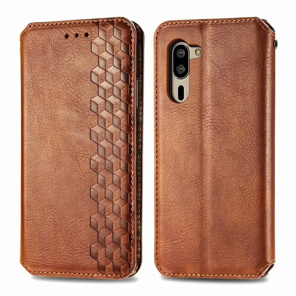 

10Pcs for Sharp Aquos R8 SH-52D Pro Sense 8 7 Plus Wish 3 737 V6 5G Lattice PU Leather Flip Wallet Card Slot Phone Case Cover