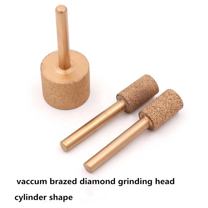 6mm shank diamond vaccum brazed cylinder Grinding head  Jade Stone Carving Grinding Head