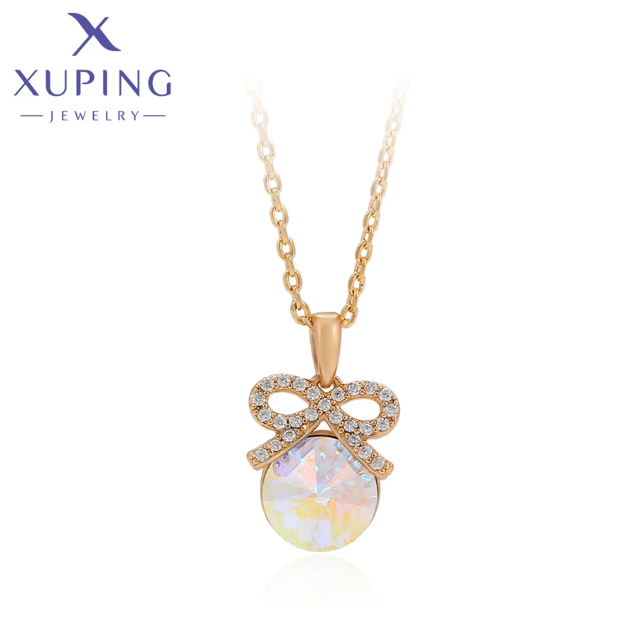 Xuping Jewelry Fashion Elegant Round Gold Color of Crystal Pendant Necklace for Women Girl Gift 810672564