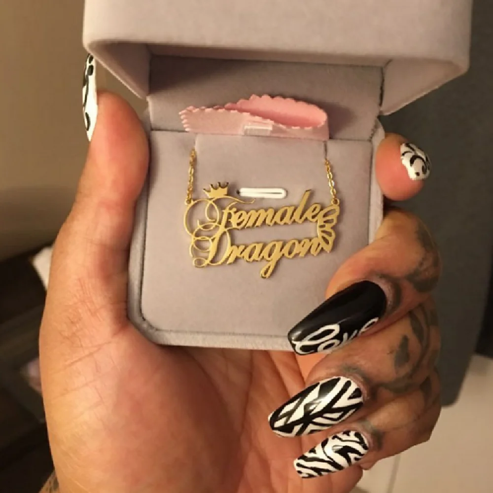 Custom Name Necklace Stainless Steel Customized Letter Name Necklace Personalized Crown Butterfly Double Name Necklaces