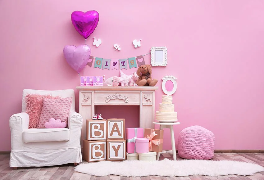 Mehofond Interior Baby Shower Backdrop Valentine's Day Pink Love Gift Birthday Photography Background Photo Studio Photophone