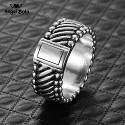 Silver COLOR NEW Tire Pattern Men's Buddha Chain Link Finger Ring Jewelry To Women Gifts Punk Biker Wide Chain Buddha Ring