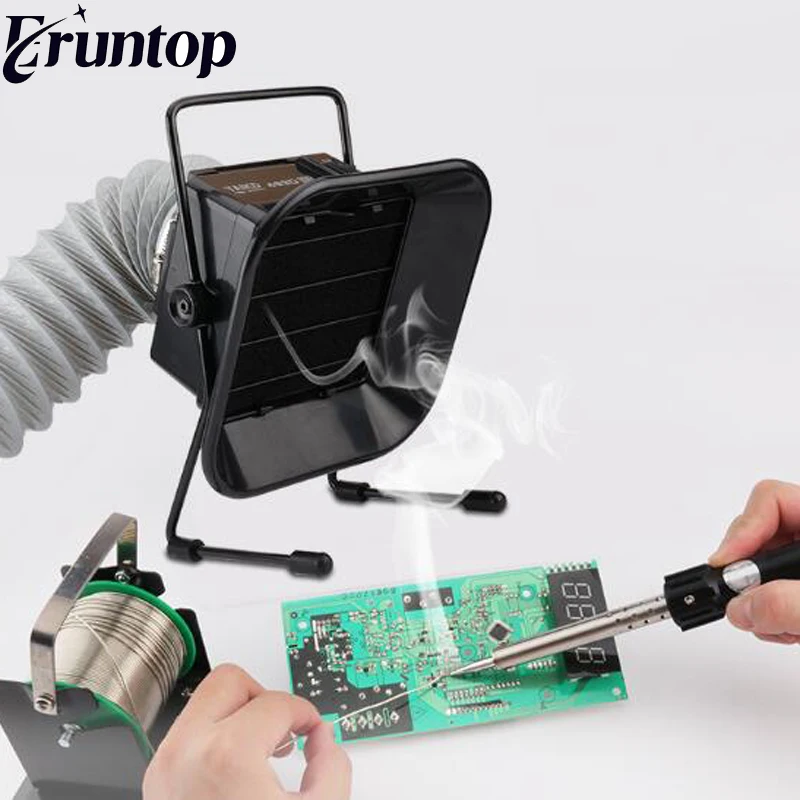 Eruntop 493 FA400 Solder Smoke Absorber ESD Fume Extractor with free Activated Carbon Filter Sponge Air-blow Speed Regulator