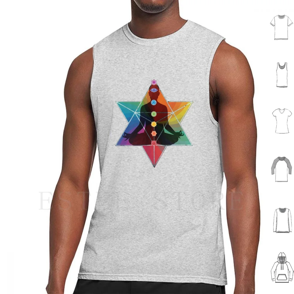 Merkaba Activation Chakra Meditation Tank Tops Vest Sleeveless Sacred Geometry Merkaba Merkabah Chakra Seven Chakra