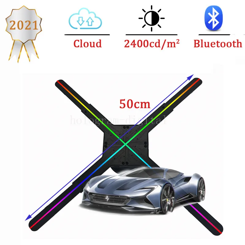 50CM Four Blades High Brightness Wifi App Cloud Control Support Bluetooth 3d hologram fan 3d hologram led fan 3d LED fan 3D fan