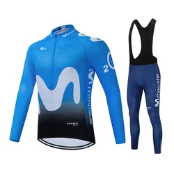 2021 Movistar Team Long Sleeve Cycling Jerseys Ropa Ciclismo Maillot Bicycle Clothing Breathable Mtb Bike Cycling Clothes