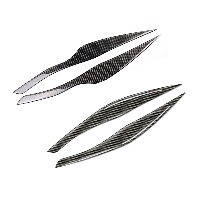 2pcs Real Carbon Fiber Front Headlamp Headlights Eyebrows Eyelids Bumper Trim For BMW 3 Series E90 2005 - 2009 2010 2011 2012