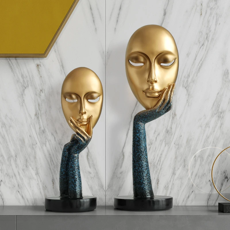 

Resin Vizard Mask Decorative Figurines Artware Ornaments Home Modern Accessories For Bedroom Living Room Desktop Decor Statue