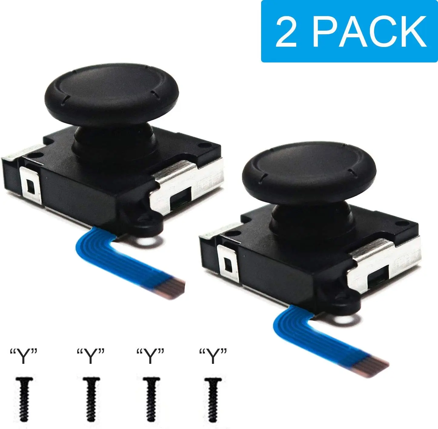 Original 3D Analog Joystick JoyCons Replacement Left/Right Repair Kit Thumb Sticks Sensor with 2 “Y” Screws for Nintend Switch